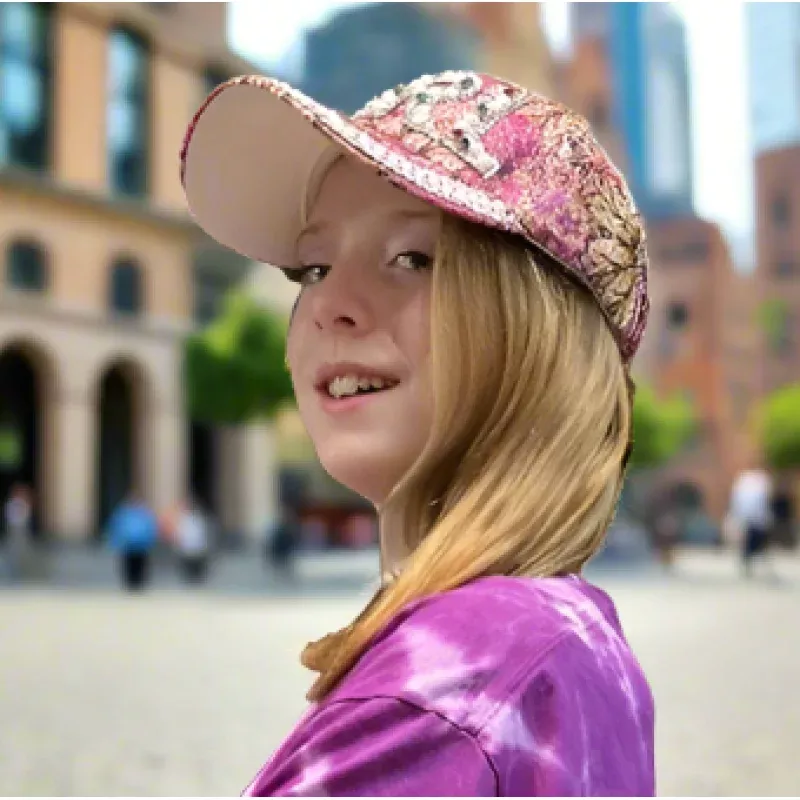 “Girl” Floral Bling Cap
