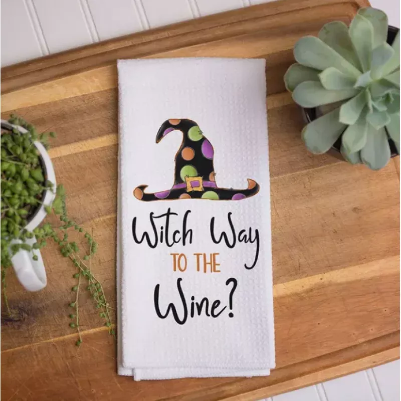 witch-way-to-wine-kitchen-towel “Witch Way to the Wine?” Kitchen Towel